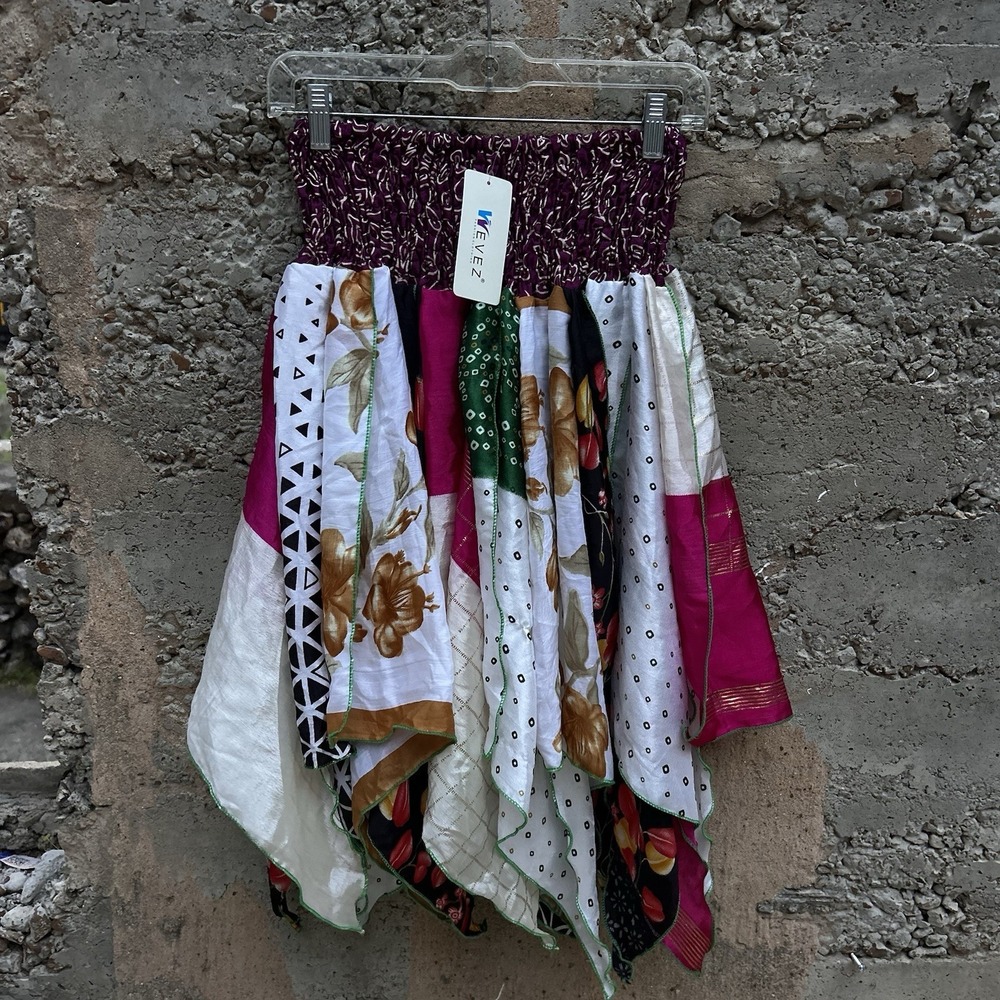 GYPSY 100% Silk Skirt bohemian Skirt‎ boho style Fairycore Renfaire Reversible